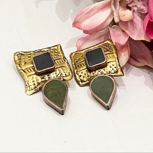 Vintage Brass Modernist Earrings